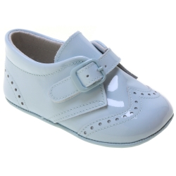 Baby Boy Blue Patent Brogue Pram Shoes