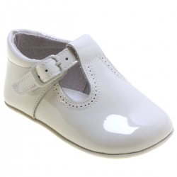 Baby Ivory T Bar Patent Shoes With Buckles
