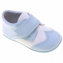 Baby Boys Baby Blue White Patent Shoes