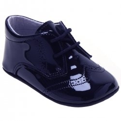 Baby Boys Brogue Styled Navy Patent Shoes
