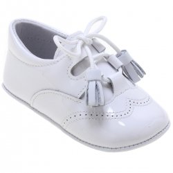 Baby Boys White Patent Shoes With Tassels