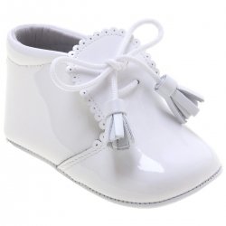 Stunning Baby Boys And Girls Baby White Patent Tassels Pram Shoes