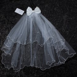 First Holy Communion Veil With Bow And Sequins