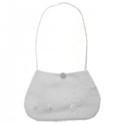 First Holy Communion Bag With Embroidered Flowers And Diamante