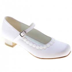 Beads And Pearls Girls First Holy Communion White Shoes