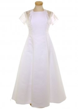 Girls Elegant White Communion Dress With Net Bolero