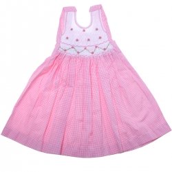 Hand Smocked Baby Girls White Pink Gingham Summer Dress