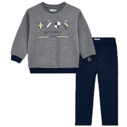 Mayoral Boys Grey Pullover Top Navy Pants Set