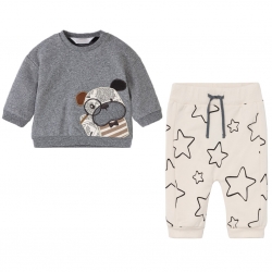Mayoral Autumn Winter Baby Boys Grey Sweatshirt And Ivory Trousers Set