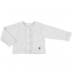Mayoral Baby Girls White Soft Knit Cotton Cardigan