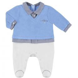 Baby Boys Blue White Romper Outfit