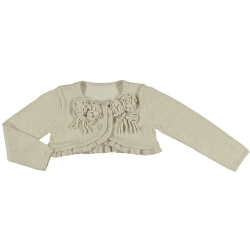 Mayoral Girls Vanilla Colour Floral Knitted Cardigan