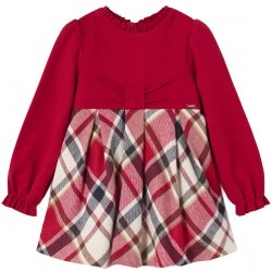 Mayoral Autumn Winter Baby Girls Red Top Plaid Dress