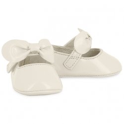 Mayoral Baby Girls Ivory Patent Pram Shoes With Bow