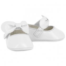 Mayoral Baby Girls White Patent Pram Shoes With Bow