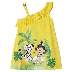 Mayoral Girls Summer Lemon Yellow Asymmetric Cotton Dress