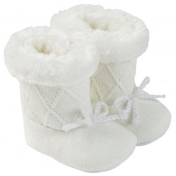 Mayoral Baby Girls Knitted Off White Ivory Fur Boots