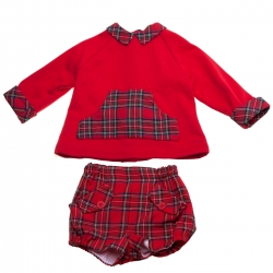 Miranda Baby Boys Red DoggyTop Red Tartan Shorts Set