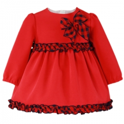 Miranda Baby Girls Red Dress Navy Red Gingham Bow