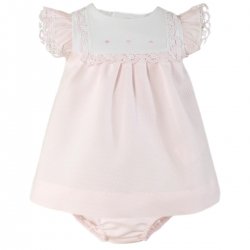 Miranda Baby Girls Pink Dress White Pink Frills Panties Set