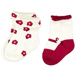 Mayroral baby girls socks ivory and red decoration