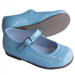 Made In Spain Girls Blue Mary Jane Patent Shoes