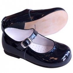 Made In Spain Girls Navy Mary Jane Patent Shoes