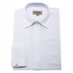 Boys White Cufflinks Shirt With Double Cuff And Cufflinks