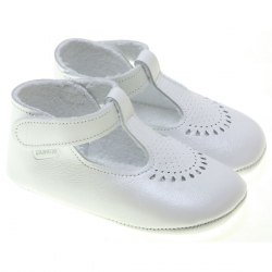 Baby White T Bar Shoes Raindrops Pattern