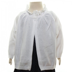 Crochet trim Baby Girls White Cardigan