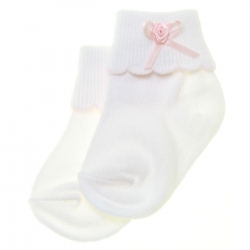 White Socks With Pink Scallop Edge and Pink Bow