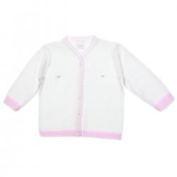 Baby girls white cardigan with two roses