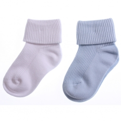 2 pairs baby boys white and pale blue socks