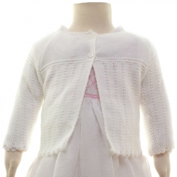 Picot Edge Pattern Baby Girls White Bolero
