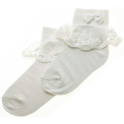 Lovely Poppy Rose Lace Girls Ivory Frilly Socks