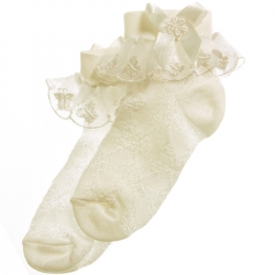Girls summer lace frilly socks in ivory