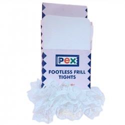 PEX Baby Girls White Footless Frill Tights