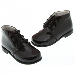 Boys black patent shoes in leather