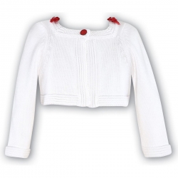 Sarah Louise babies girls and toddler girls white cardigan red flowers