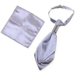Boys Grey Silver Cravat With Handkerchief