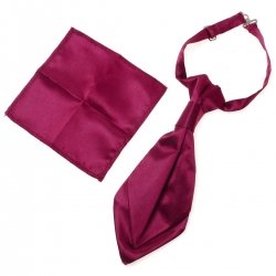 Boys Plum Colour Cravat with Handkerchief