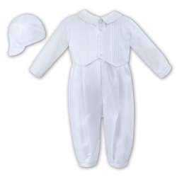 Sarah Louise Baby Boys White Christening Baptism Outfit With Hat