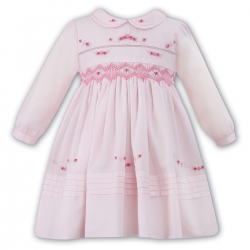 Sarah Louise Baby Girls Pink Smocked Dress With Embroideries