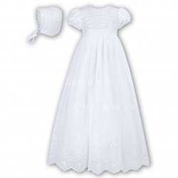 Sarah Louise Baby Girls White Christening Gown With Bonnet