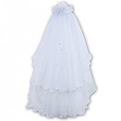 Sarah Louise Frilly Edge White First Holy Communion Veil With A Cross
