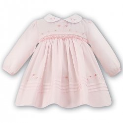 Sarah Louise Baby Girls Pink Smocked Embroidered Dress