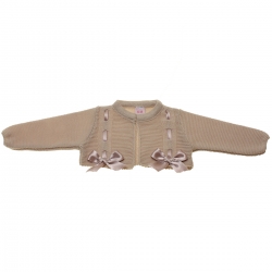 Baby Girls Caramel Colour Bolero With Bows