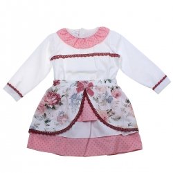 Sale Spanish Girls Ivory Blouse Pink Floral Skirt Set