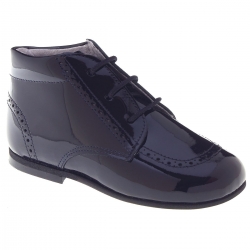 Boys Navy Boots In Patent Leather
