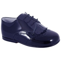 Boys Navy Patent Shoes With Removable Flaps
